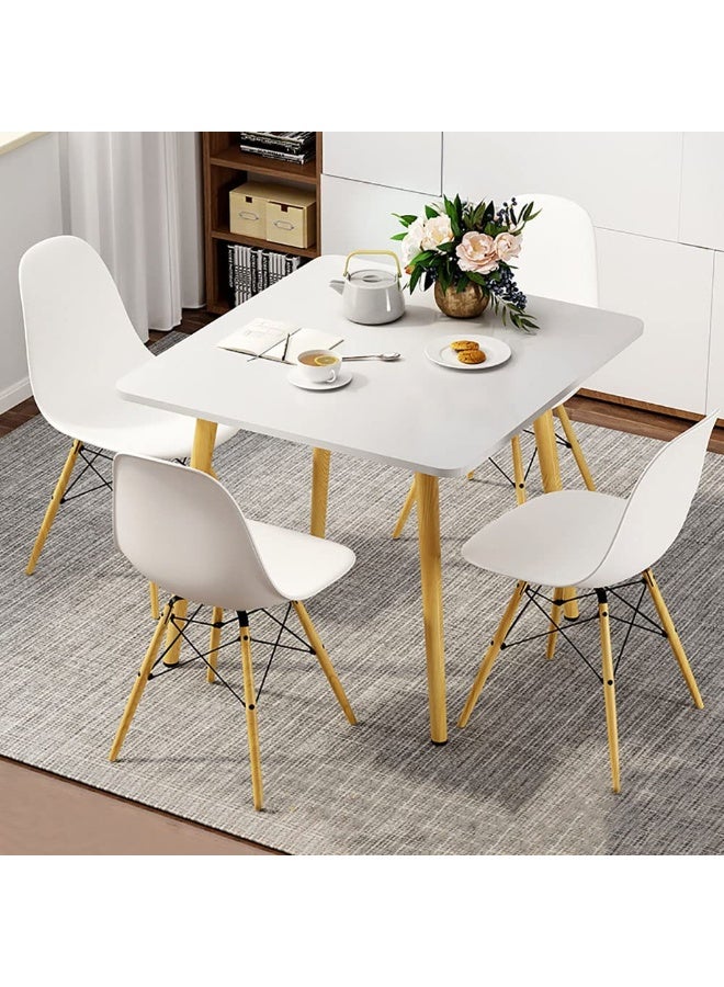 Modern White Dining Table with Spacious Tabletop, Thickened Panels & Sturdy Load-Bearing Legs, Stylish Kitchen Dining Table for Home, Kitchen (Square, SCF-NB-8080) - Image 5