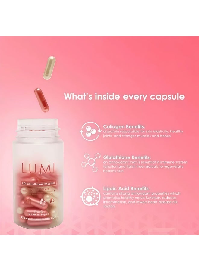 lumi glutathione capsule benefits and side effects Beauty Vault BEAUTY VAULT LUMI 24H Glutathione Capsules (Made in Japan) –  60 Capsules Dietary Supplement with Glutathione, Sunbiot Protein & Boodlive  Collagen for Skin Brightening & Daily Beauty Support