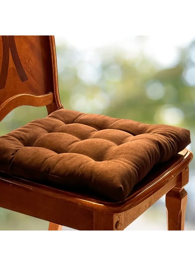 The Carpet Empire Velvet Premium Brown Seat Cushion 40.64x40.64 cm - Image 1