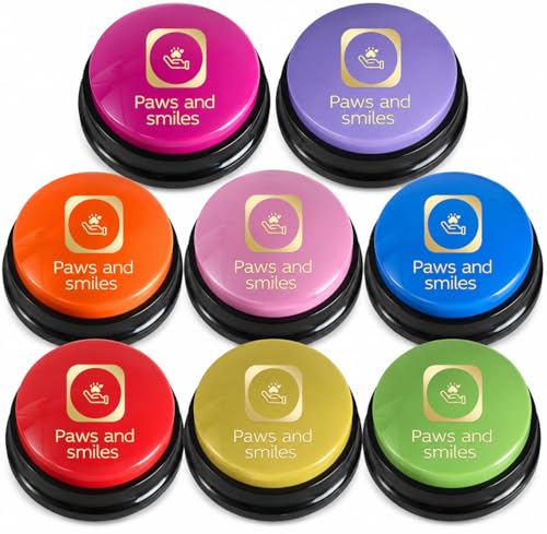 Paws & Smiles Paws and Smiles Dog Buttons for Communication 8Pack Recordable Talking Buttons for Dogs Cats 30Second Voice Dog Training Buttons Starter Set Pet Communication Buzzer Gift - Image 1