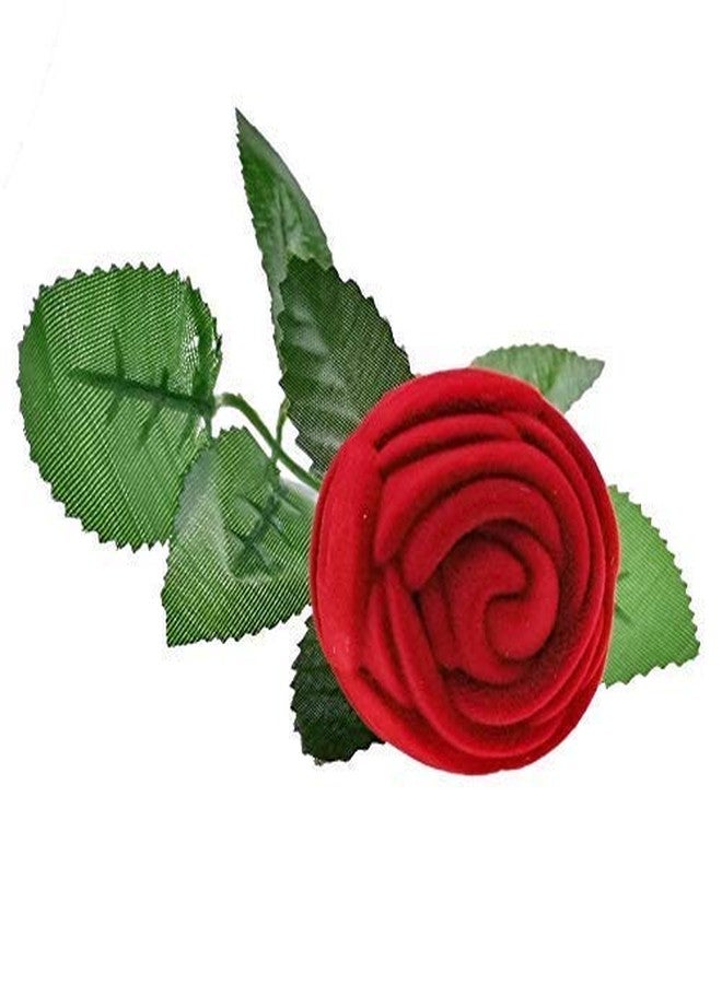 Suvasane Wood Jewelery Ring Box, Red Velvet for Valentine's Day Gift Propose, Rose Day, Marriage Ceremony, Engagement | (Red) - Single Stem - Image 3