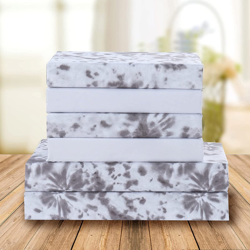 Elegant Comfort Elegant Comfort Aria Tie-Dye 6-Piece Sheet Set  1500 Premium Hotel Quality Microfiber  Spiral Tie-Dye  Soft  Fade and Wrinkle Resistant  Fitted Sheet with Smart Pockets  6PC Tie-Dye Queen  Gray  - Image 2