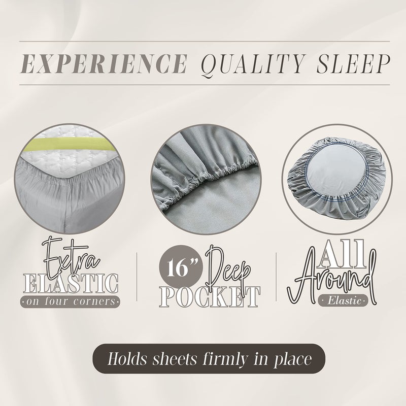 Elegant Comfort Elegant Comfort Aria Tie-Dye 6-Piece Sheet Set  1500 Premium Hotel Quality Microfiber  Spiral Tie-Dye  Soft  Fade and Wrinkle Resistant  Fitted Sheet with Smart Pockets  6PC Tie-Dye Queen  Gray  - Image 5