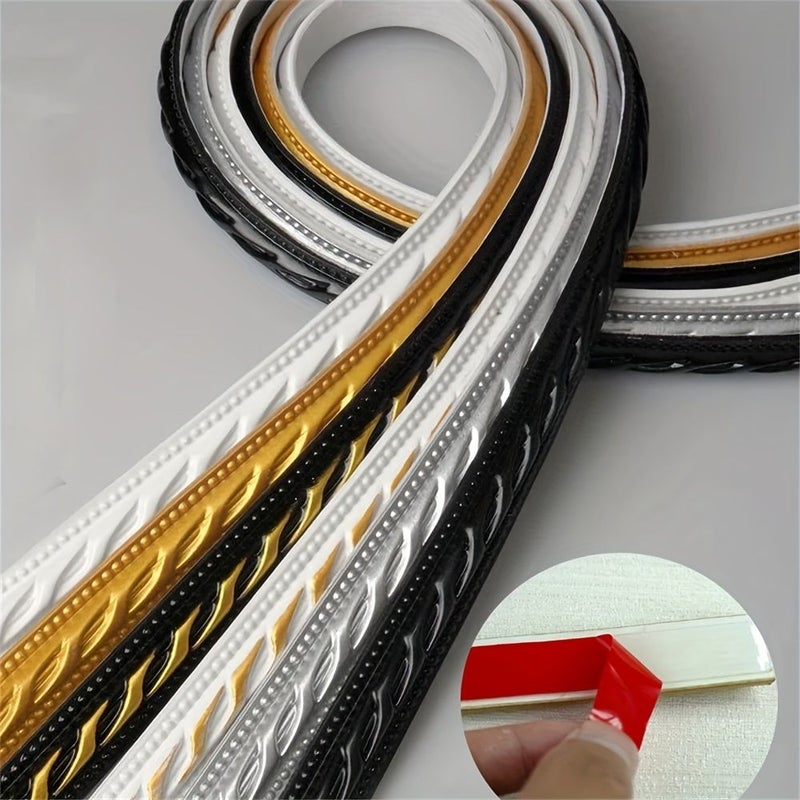 Mirror Picture Frame Decor Edging Line Self Adhesive Punch Free Soft PVC White Wall Trim - Image 2