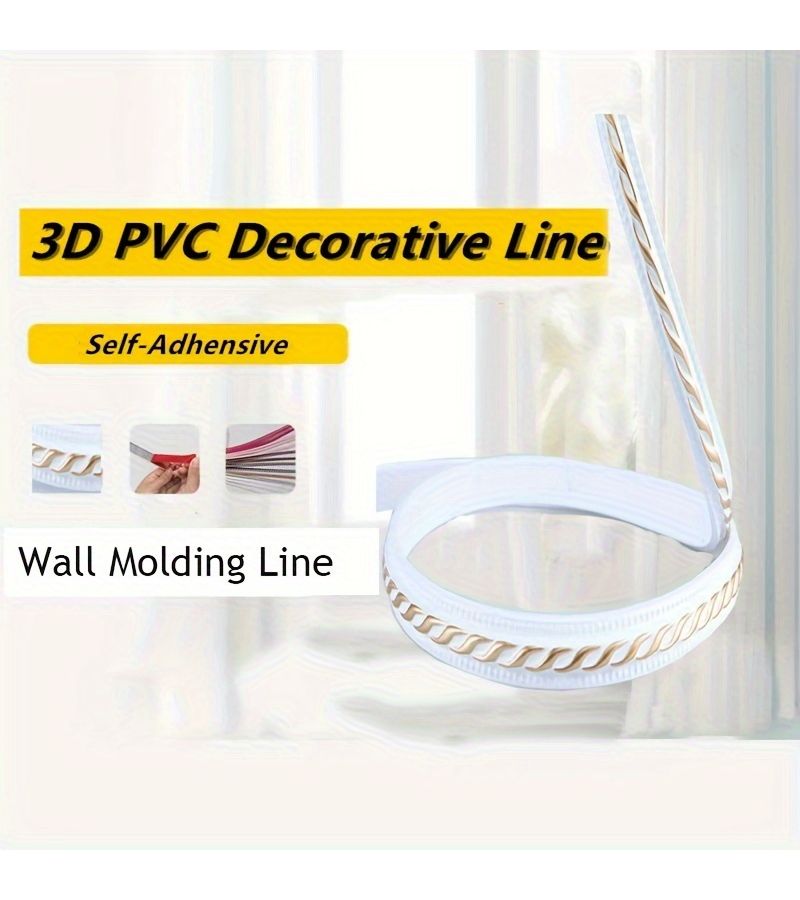 Mirror Picture Frame Decor Edging Line Self Adhesive Punch Free Soft PVC White Wall Trim - Image 1