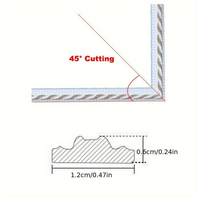 Mirror Picture Frame Decor Edging Line Self Adhesive Punch Free Soft PVC White Wall Trim - Image 3