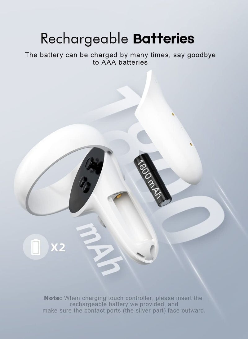 Charging Dock for Oculus Quest 2 / Meta Quest 2 with LED Light, Magnetic Charging Station for VR Headset and Touch Controllers, with 2 Rechargeable Batteries/Type-C Charger Cable - Image 5