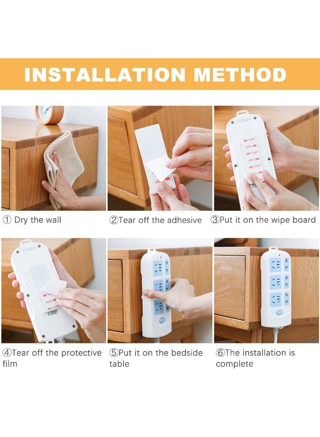 4 Pack Self-Adhesive Power Strip Holder, No-Drill Wall Mount Socket Organizer, Extension Block Holder for Home, Kitchen, and Office - Image 5