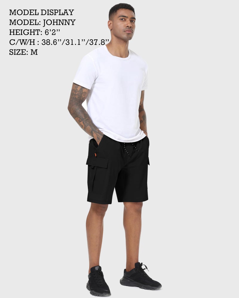 INNERBUT Men's Cargo Shorts Quick Dry Lightweight Stretch Hiking Shorts for Men with 5 Pockets No Lining Black - Image 3