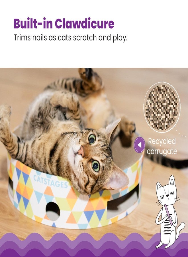 Catstages Bowl Track Scratcher Cat Ball Track Scratcher and Lougner, Multicolored - Image 4
