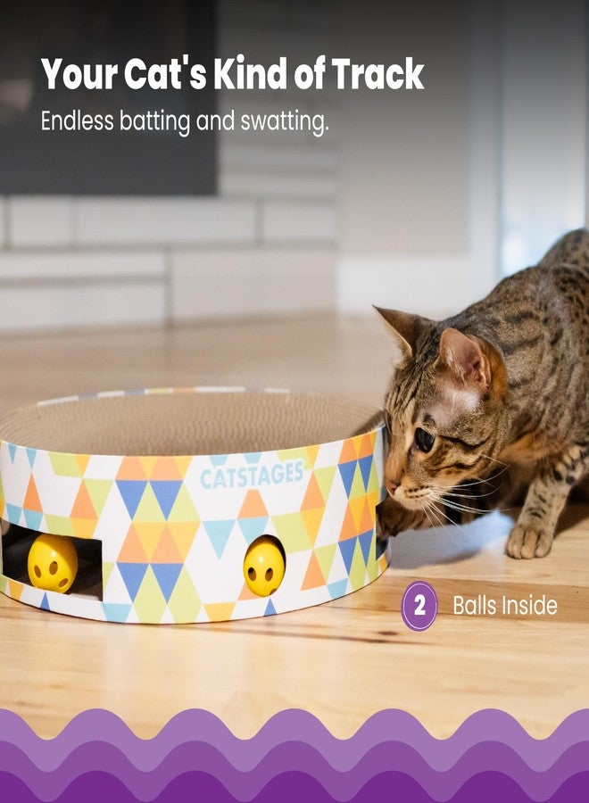 Catstages Bowl Track Scratcher Cat Ball Track Scratcher and Lougner, Multicolored - Image 3