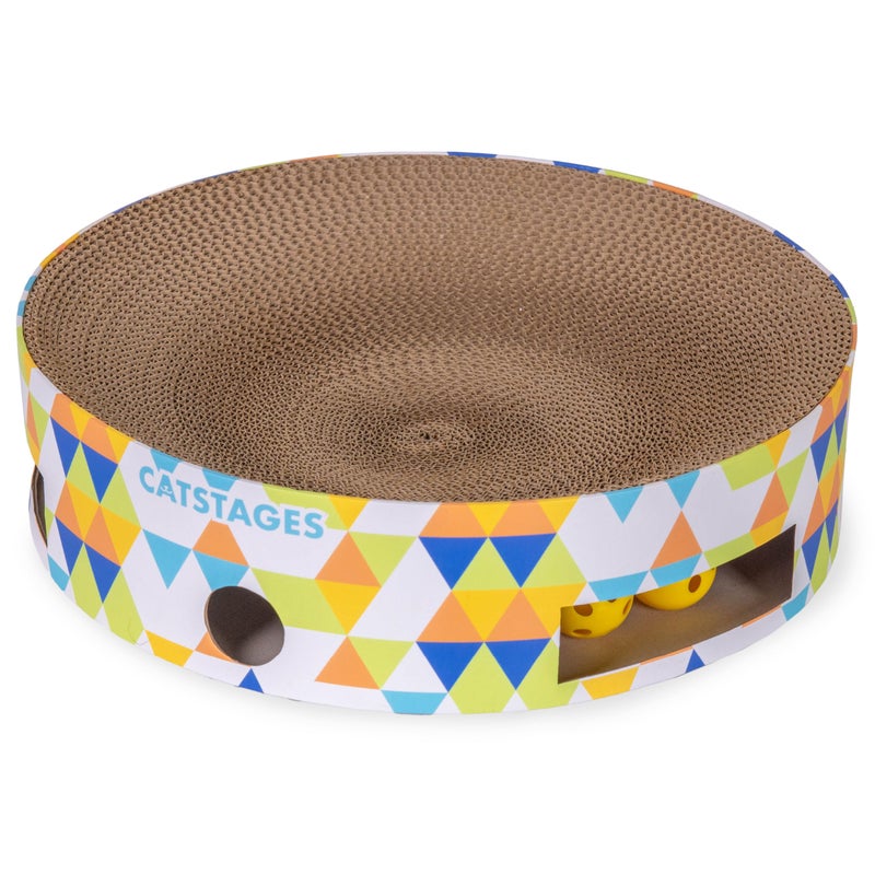 Catstages Bowl Track Scratcher Cat Ball Track Scratcher and Lougner, Multicolored - Image 1