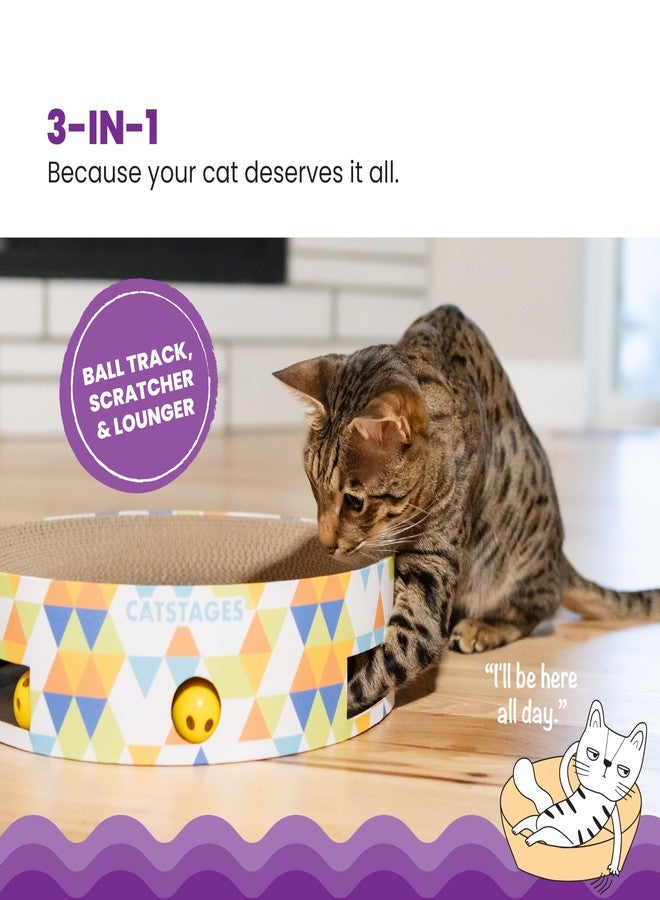 Catstages Bowl Track Scratcher Cat Ball Track Scratcher and Lougner, Multicolored - Image 2