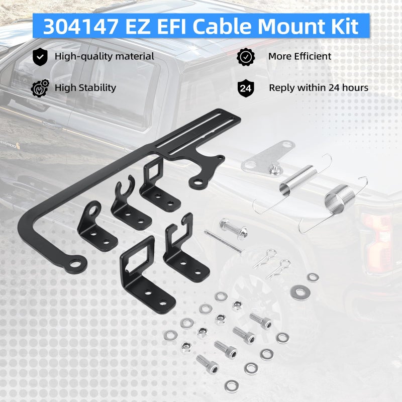 Parfyter 304147 EZ EFI Cable Mount Kit Carburetor Throttle Cable Mount for GM 700R4 transfer Black,Automatic Transmission TV Cables Transmissions Throttle Bracket - Image 3
