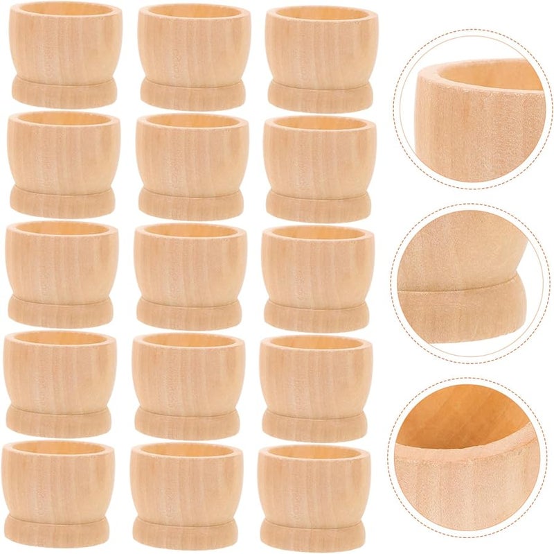 Wooden Easter Egg Decor Stand 15pcs Egg Cup Holder DIY Craft Breakfast Display - Image 5