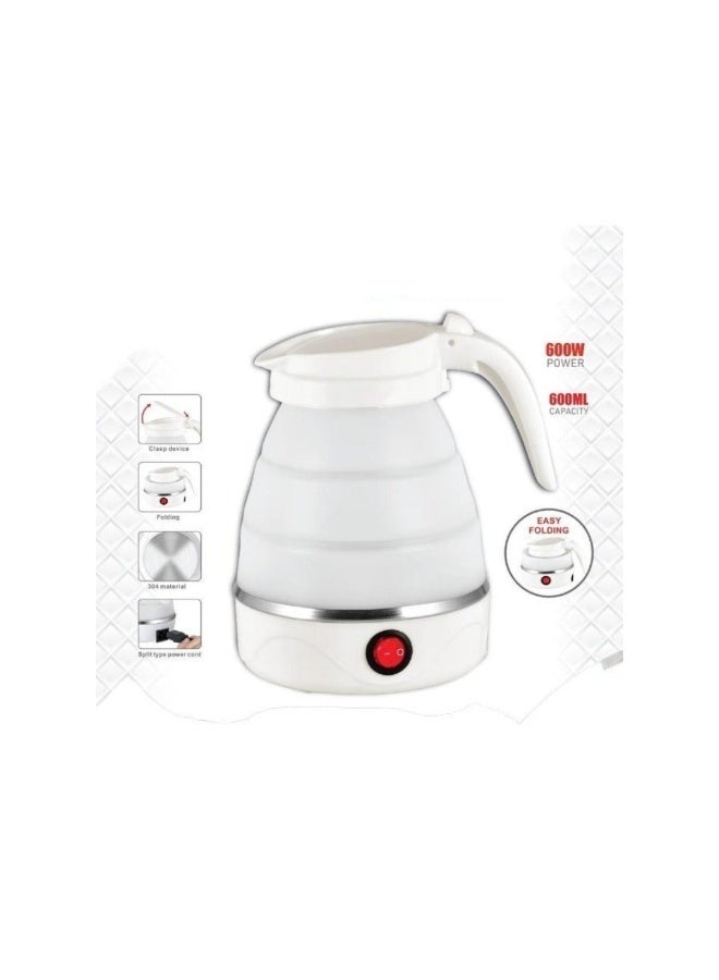 Tradeo Portable Collapsible Electric Kettle - 600ml Foldable Travel Water Boiler for Camping & Home - White - Image 3