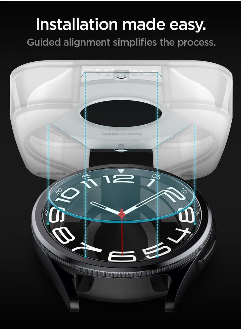 Spigen Glastr Ez Fit for Samsung Galaxy Watch 6 Classic 43mm Tempered Glass Screen Protector with Auto Align Technology Install Kit - 2 Pack  - Image 5