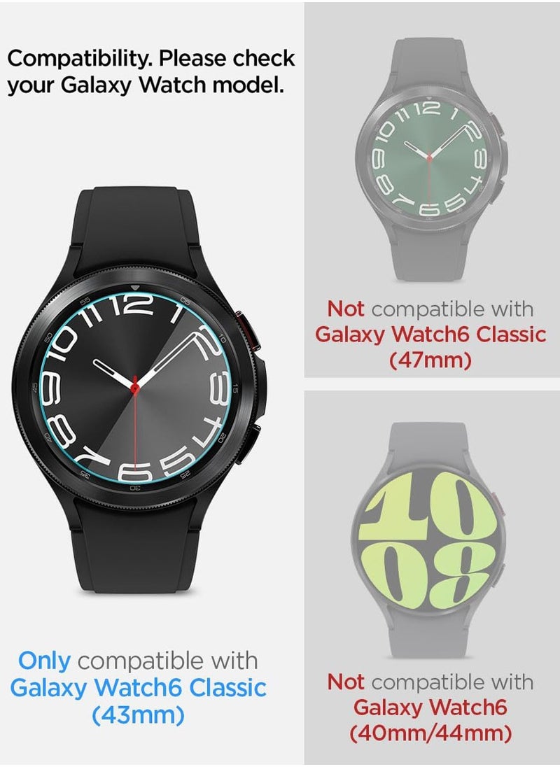 Spigen Glastr Ez Fit for Samsung Galaxy Watch 6 Classic 43mm Tempered Glass Screen Protector with Auto Align Technology Install Kit - 2 Pack  - Image 2
