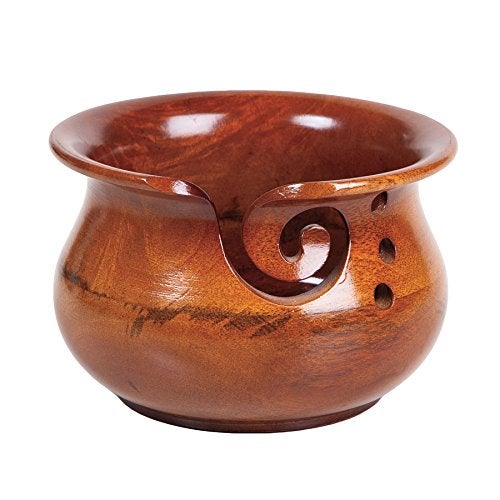 Knit Picks Yarn Bowl Dark Brown Mango Wood