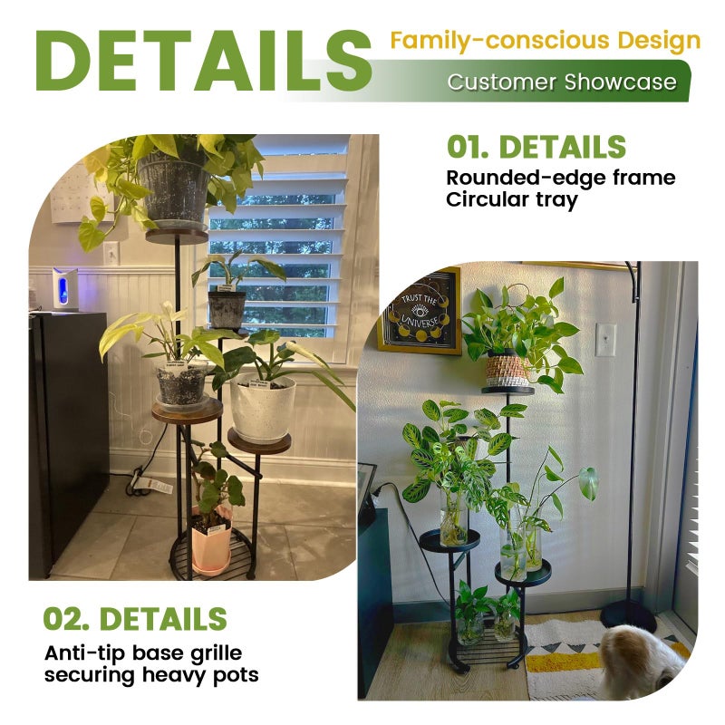 TOSKING 5 Tier Metal Plant Stand Indoorï¼Œ Plant Shelf, Corner Shelf Flower Pot Stand for Outdoor Plant Stand for Living Room Balcony Garden Patio Bedroom (White and Wood, 42in) - Image 4
