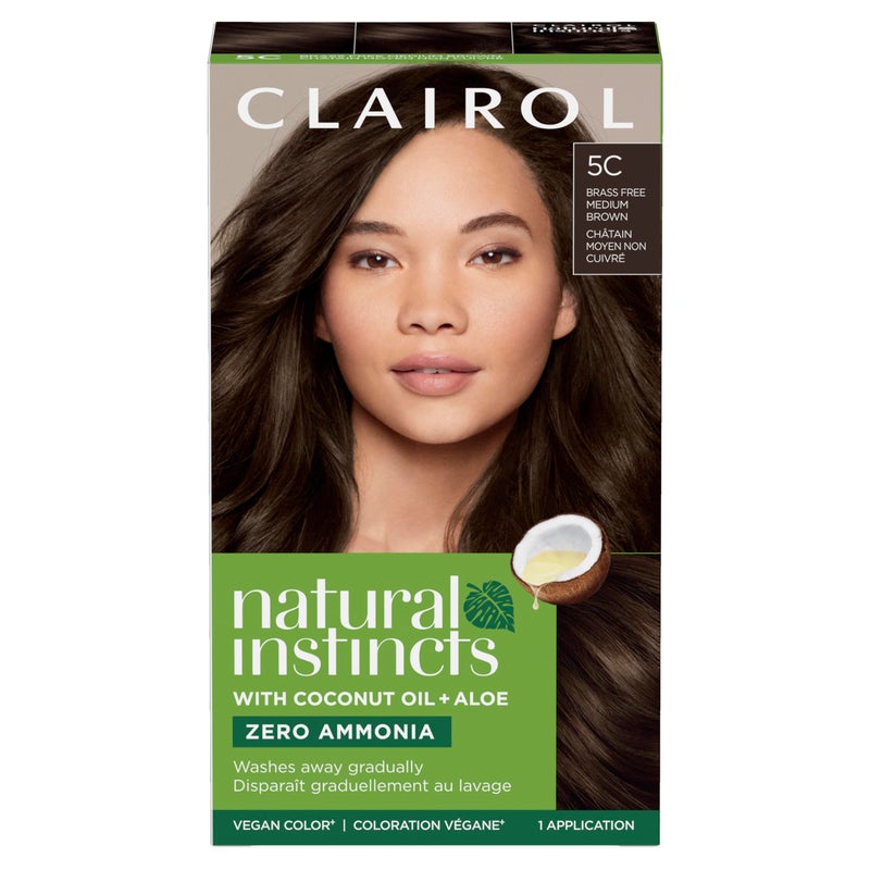 Clairol Natural Instincts Demi-Permanent Hair Dye, 5C Brass Free Medium Brown Hair Color, Pack of 1 - Image 1