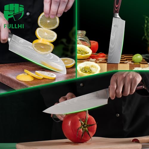 FULLHI 15pcs Japanese Knife Set with Magnetic Knife Block Holder, Premium German Stainless Steel Kitchen Knife Set - Image 4