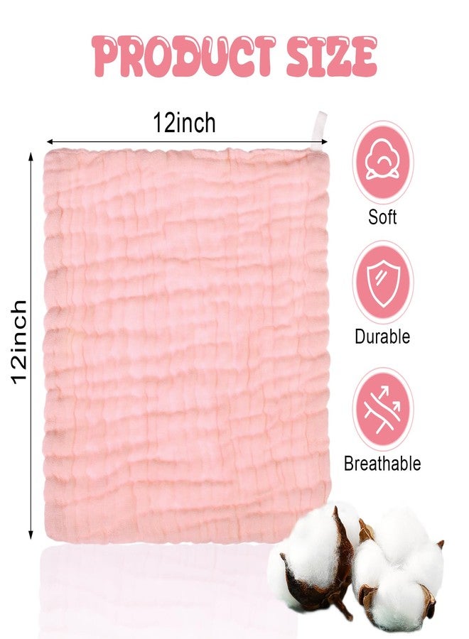 Breling 20 Pcs Baby Muslin Washcloth 12 x 12 Inch 100% Cotton Soft and Absorbent Muslin Washcloth Burp Cloth Wipe Newborn Face Towel for Baby Boy Girl Sensitive Skin(Powder Pink, White, Pink) - Image 2