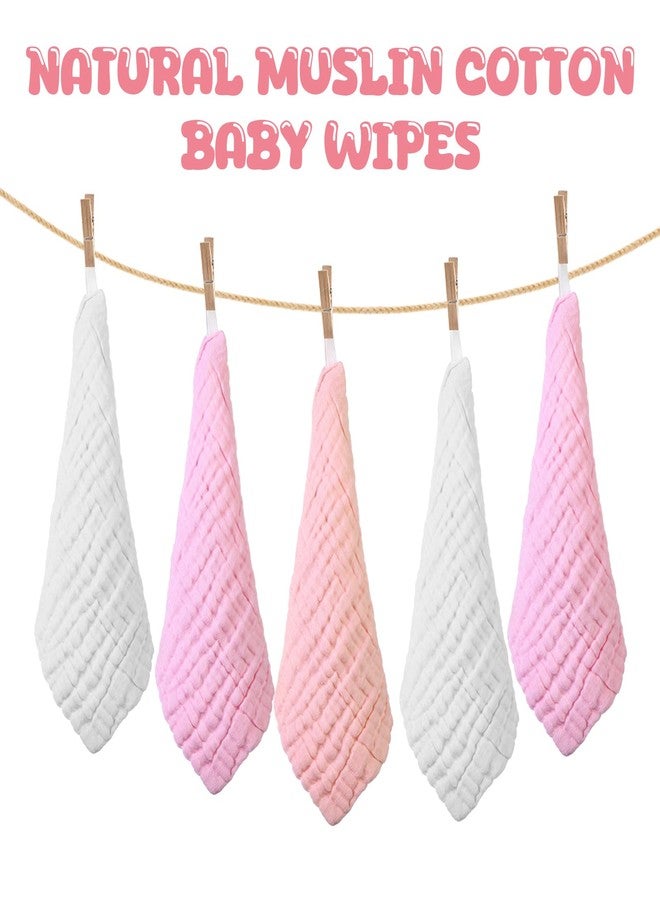 Breling 20 Pcs Baby Muslin Washcloth 12 x 12 Inch 100% Cotton Soft and Absorbent Muslin Washcloth Burp Cloth Wipe Newborn Face Towel for Baby Boy Girl Sensitive Skin(Powder Pink, White, Pink) - Image 4