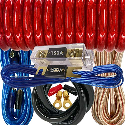 Audiobank Complete 0 Gauge up to 6500 Watts Car Amplifier Installation Power Wiring Kit with Thick 17 Feet FT 0 Gauge Power Cable 150A Fuse Included -Red - Image 1