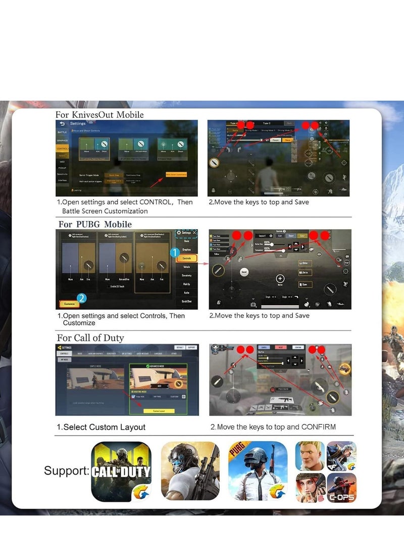 Professional Game Trigger, 4 ons For Pubg gamepad Mobile Controller, Support IOS, Android, And Most Phones And Ipads, Aluminum on, Support mobile COD/PUBG/FORTNITE (The ons)2 Pcs - Image 5