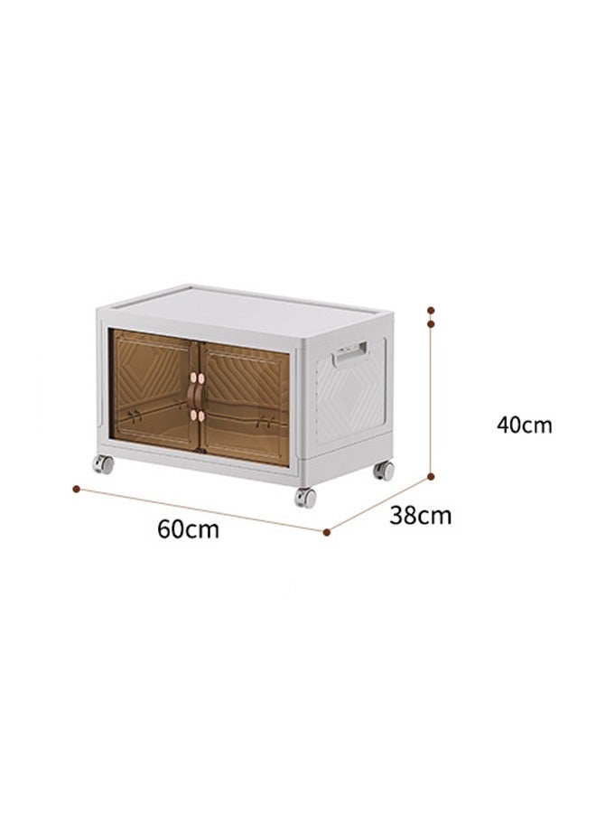 keke Single Layer Multi-Functional Foldable Storage Cabinet with Doors and Wheels (63L) - Image 2