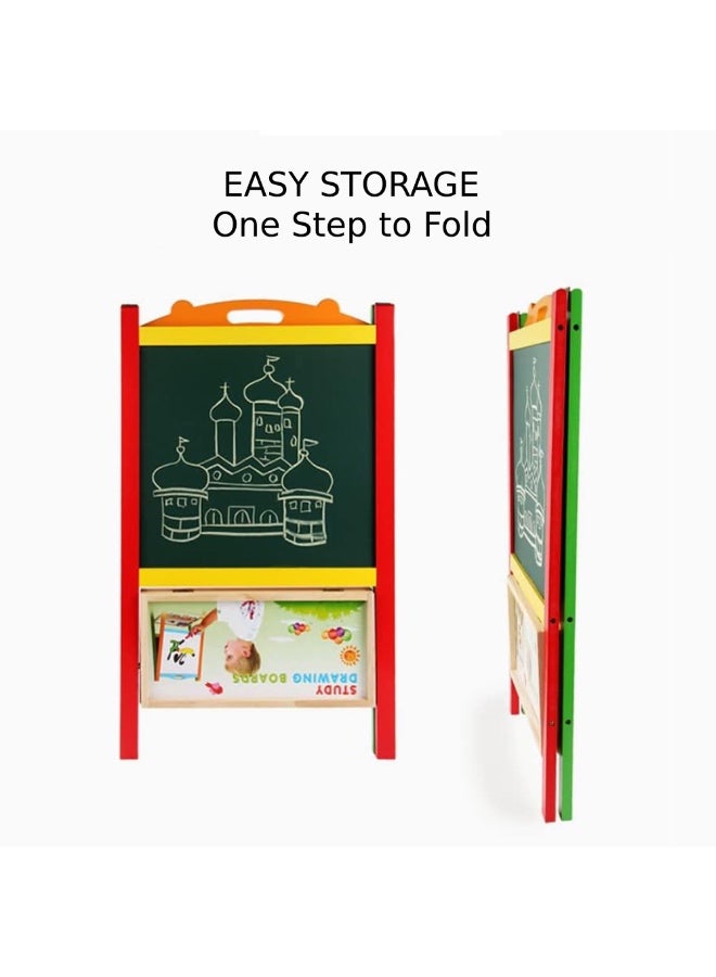 Factory Price لوحة إيسيل خشبية مغناطيسية مزدوجة الجوانب للأطفال بسعر المصنع مع حروف وأرقام - Image 2