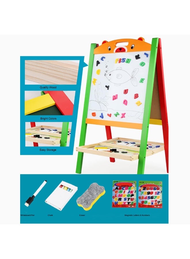Factory Price لوحة إيسيل خشبية مغناطيسية مزدوجة الجوانب للأطفال بسعر المصنع مع حروف وأرقام - Image 4