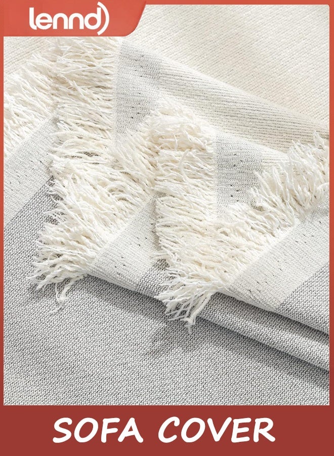 لينند غطاء الأريكة 2 3 4 مقاعد أريكة ديكور متعددة الوظائف رمي مع القذائف ، L U شكل زاوية أريكة أريكة منشفة قابلة للغسيل (بيج ، 180x260 سم) - Image 3