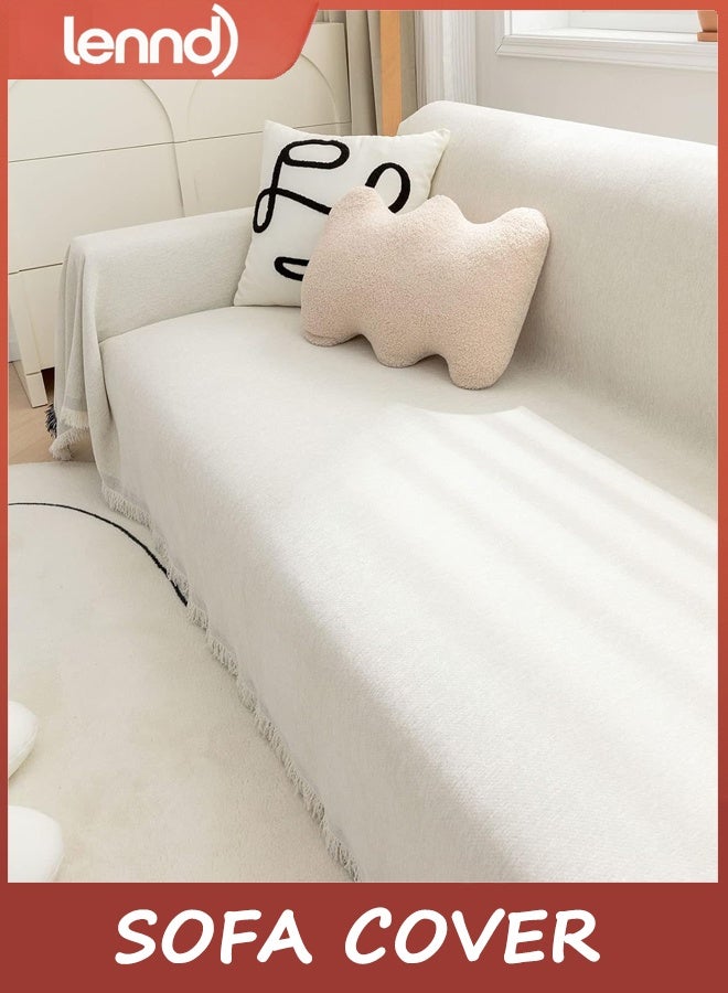 لينند غطاء الأريكة 2 3 4 مقاعد أريكة ديكور متعددة الوظائف رمي مع القذائف ، L U شكل زاوية أريكة أريكة منشفة قابلة للغسيل (بيج ، 180x260 سم) - Image 2