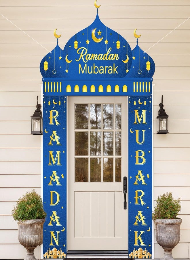 Oitnlaughter Eid Mubarak Door Banner Ramadan Mubarak Door Decoration Ramadan Kareem Porch Banner Signs Islamic Moslem Crescent Moon Lantern Hanging Backdrop for Indoor Outdoor Home Festival Holiday Party Supplies - Image 4