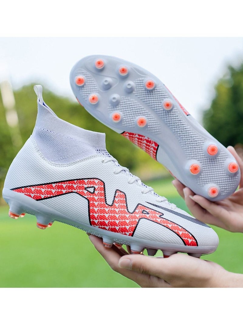 Loquat High-Top Cleats Competition Sports Football Shoes White - Image 2