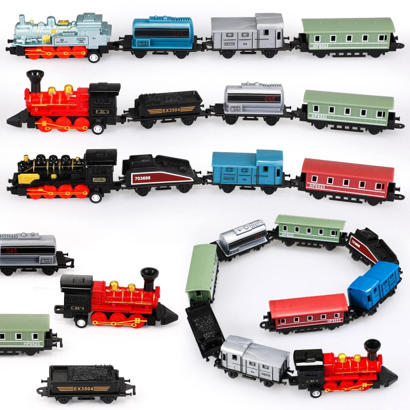 Hanaive 3 Sets Train Toys Mini Simulation Steam Toys Small Retro Steam Train Model Pull Back Set Diecast Locomotive Model Set for Boys and Girls Gifts Birthday Party Favor School Reward Gifts - Image 2