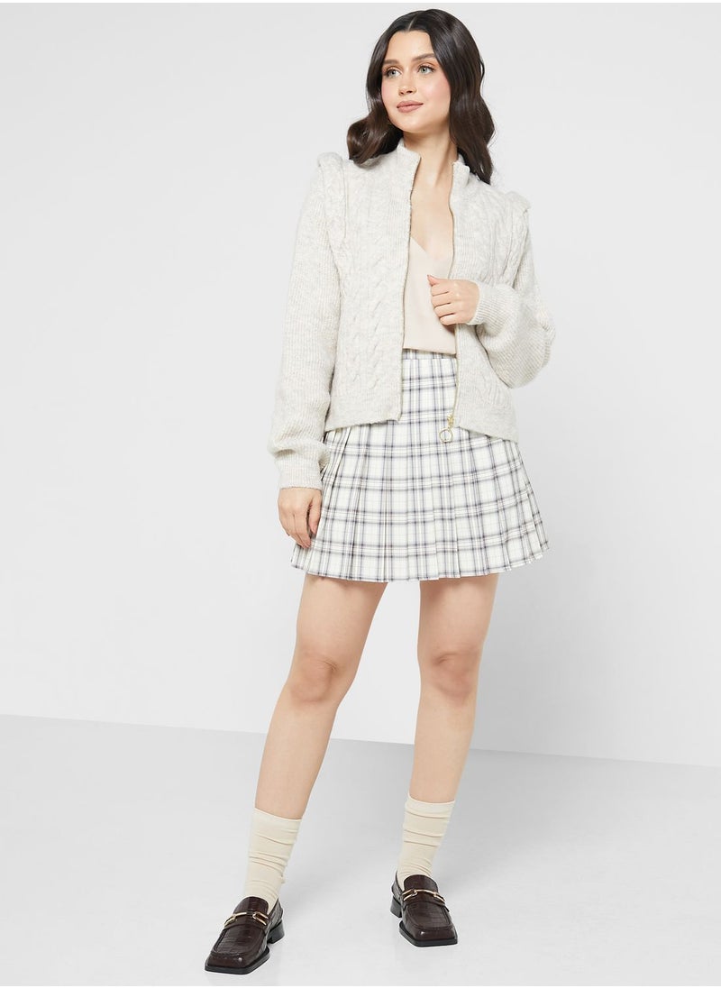 VERO MODA - Zippered Cable Knitted Cardigan - Image 1