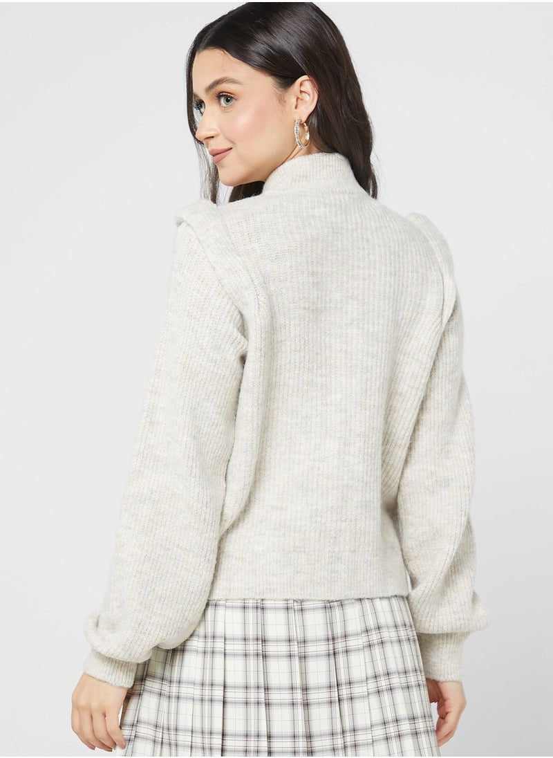 VERO MODA - Zippered Cable Knitted Cardigan - Image 1