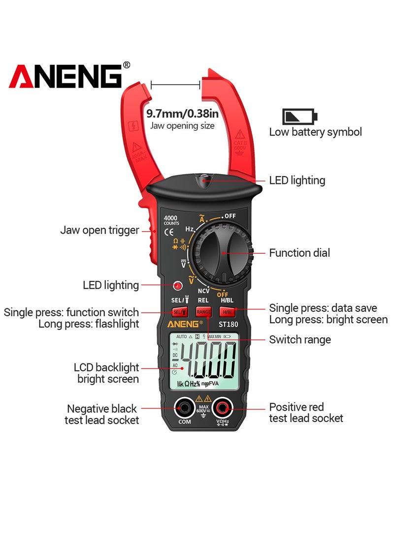 ANENG - ST180 4000 Counts Digital Clamp Meter Multimeter Clamp Multimeter Voltmeter Ammeter AC DC Voltage AC Current Meter NCV Tester Universal Meter Tester Current Clamp Tester - Image 1