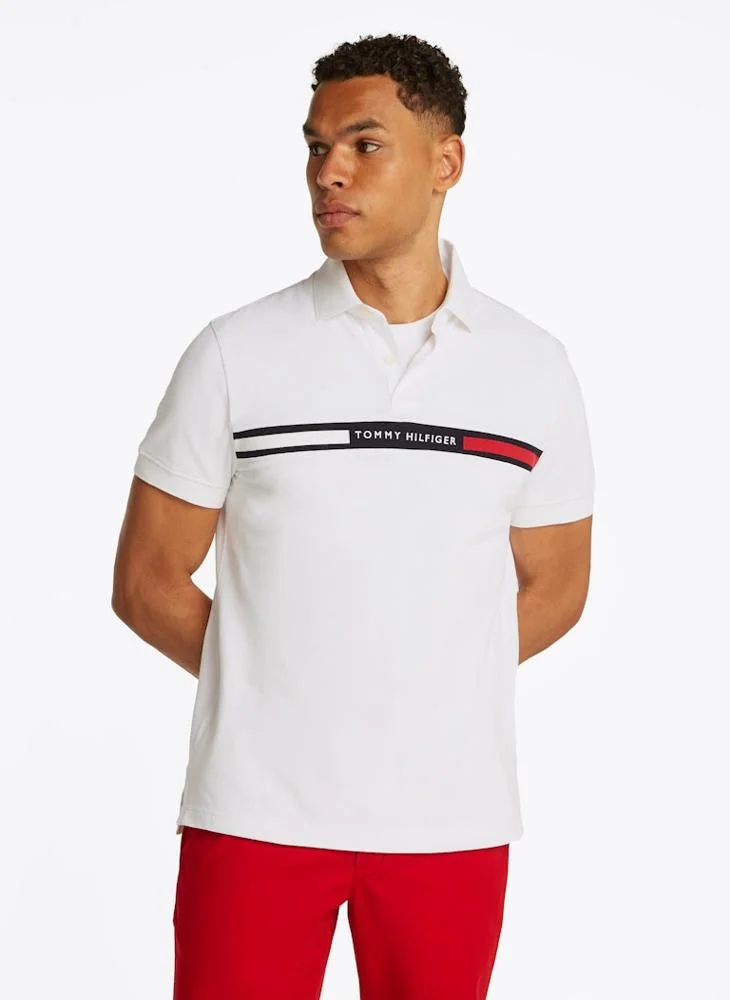 تومي هيلفيغر Logo Print Short Sleeve  Polo Shirt