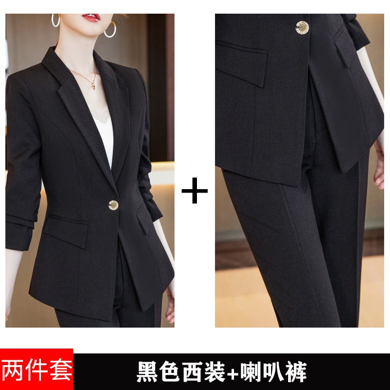 High-class Suit suit Womens Cross-border Autumn Fashion Temperament Goddess Fan Professional Dress Suit Jacket Work Clothes Black Suit Pants 