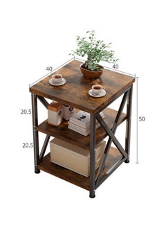 AnneFish 2pcs Side Service Table Set of 2 End Tables Accent Table Coffee Table Wood Rustic Nightstand Bedside Table Outdoor Side Table Living Room Bedroom  - Image 3