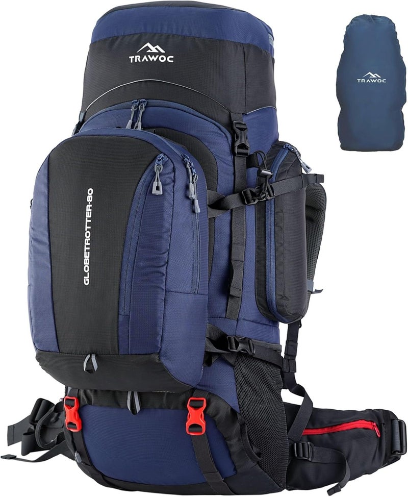 Trawoc Internal Metal & Fiber Frame 80 Liter (70+10) Travel Backpack with Detachable Daypack | Laptop Sleeve, Rain Cover and Shoe Compartment BHK012 - Image 1