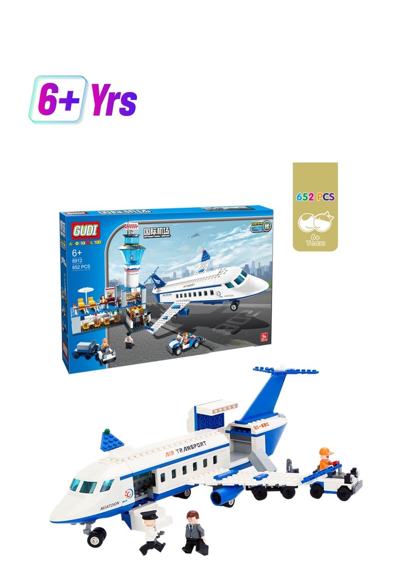 الأسطورة تويز 8912 لعبة مكعبات بناء المطار الدولي للأطفال 652 قطعة - Image 1