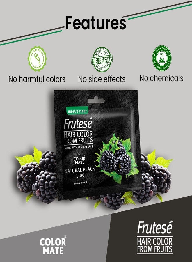 Color Mate “Frutesé Hair Color From Fruits (40 ml/ Sachet) || Fruits - based hair color with conditioning formula || No Ammonia || (Natural Black, 12) - Image 4