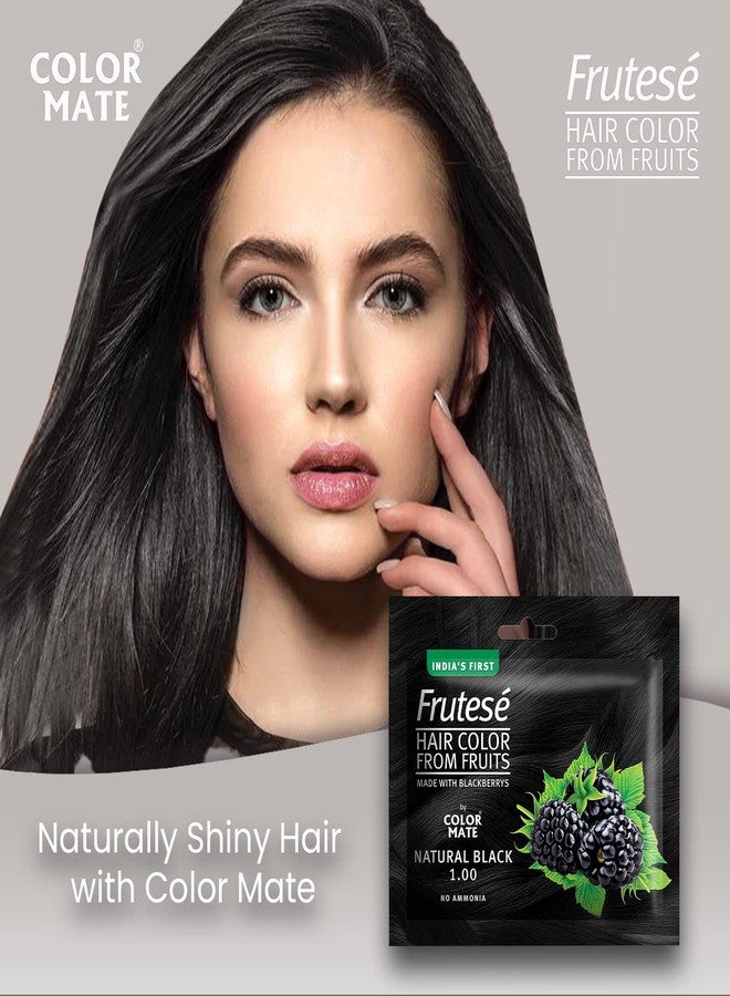 Color Mate “Frutesé Hair Color From Fruits (40 ml/ Sachet) || Fruits - based hair color with conditioning formula || No Ammonia || (Natural Black, 12) - Image 2
