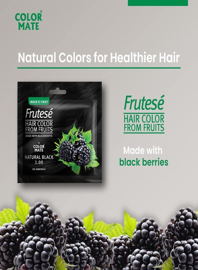 Color Mate “Frutesé Hair Color From Fruits (40 ml/ Sachet) || Fruits - based hair color with conditioning formula || No Ammonia || (Natural Black, 12) - Image 3