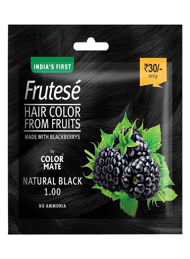 Color Mate “Frutesé Hair Color From Fruits (40 ml/ Sachet) || Fruits - based hair color with conditioning formula || No Ammonia || (Natural Black, 12) - Image 1